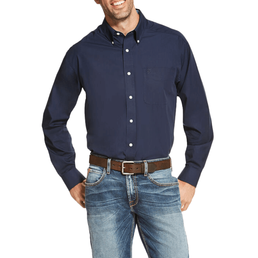 Ariat Men's Wrinkle Free Long Sleeve Navy Shirt