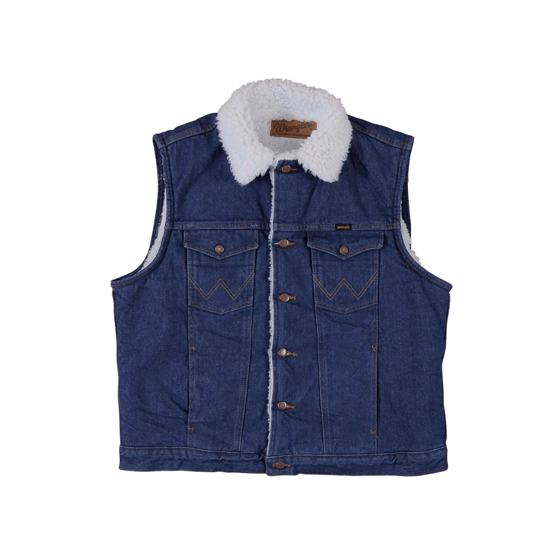 Wrangler Men's Sherpa Lined Prewashed Denim Blue Vest