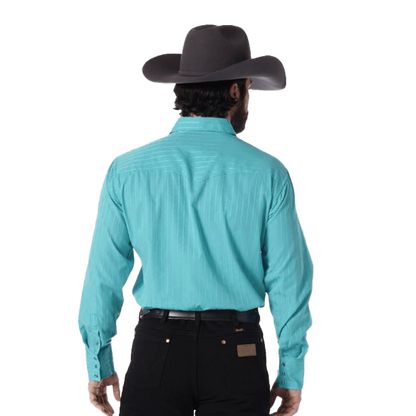 Wrangler Men's Sport Western Long Sleeve Turquoise Shirt
