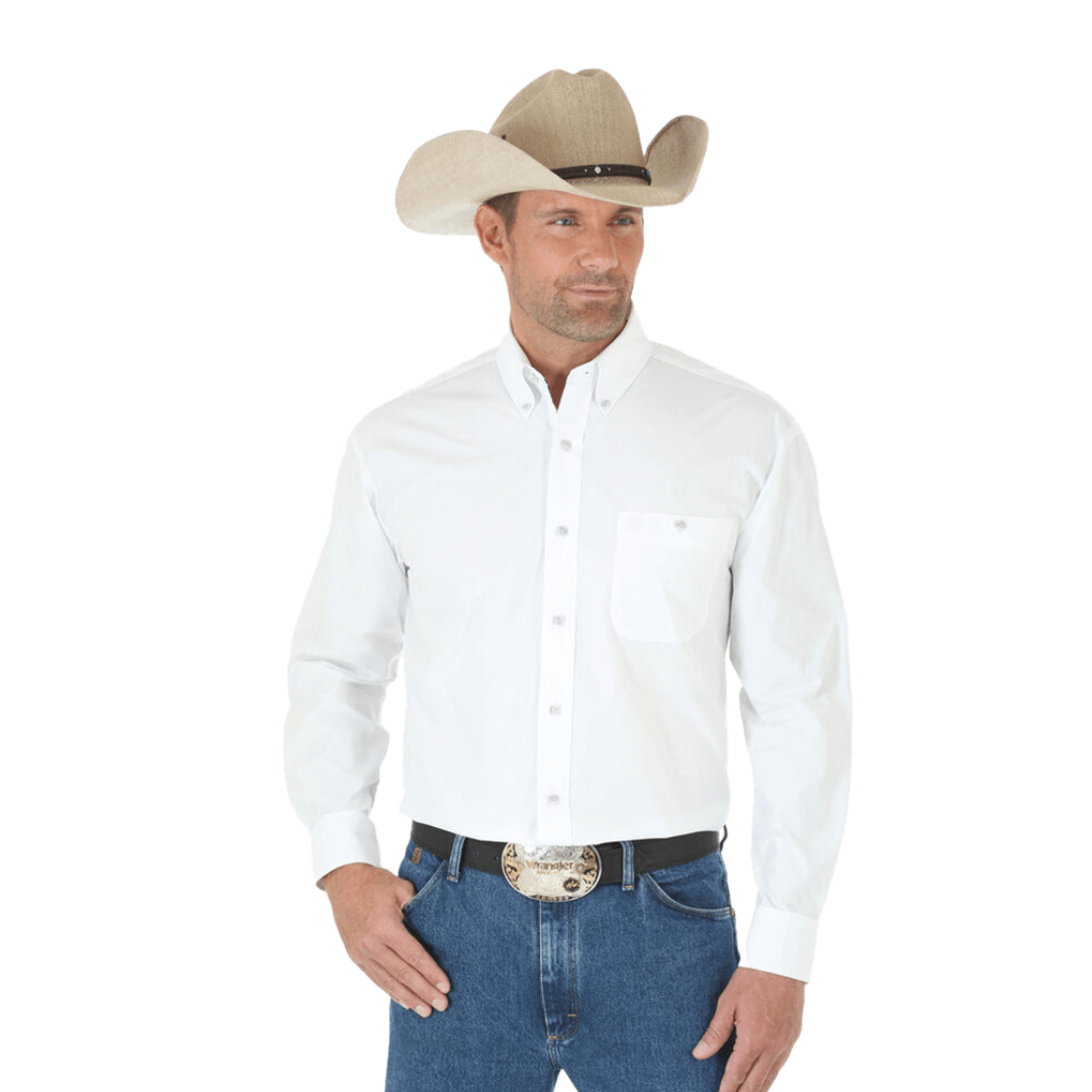 Wrangler Men's George Strait Solid White Shirt