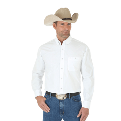 Wrangler Men's George Strait Solid White Shirt