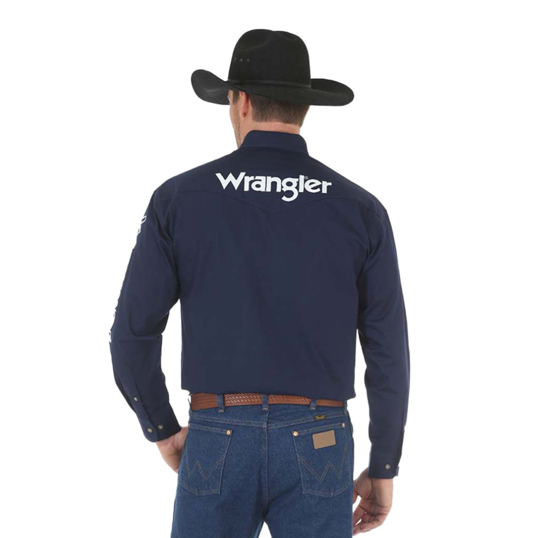 Wrangler Men's Logo Long Sleeve Navy Shirt