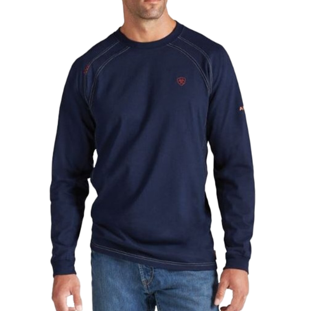 Ariat Men's Fire Resistant Work Crew Neck Blue Tee Shirt