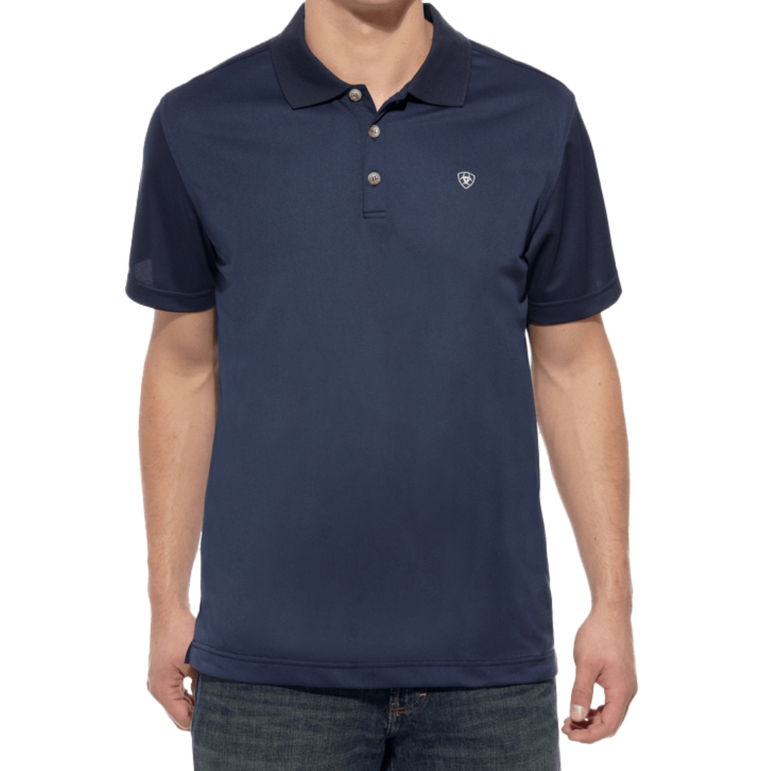 Ariat Men's Tek Short Sleeve Polo Navy Shirt
