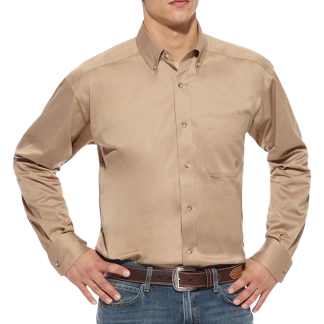 Ariat Men's Extended Length Twill Classic Khaki Shirt