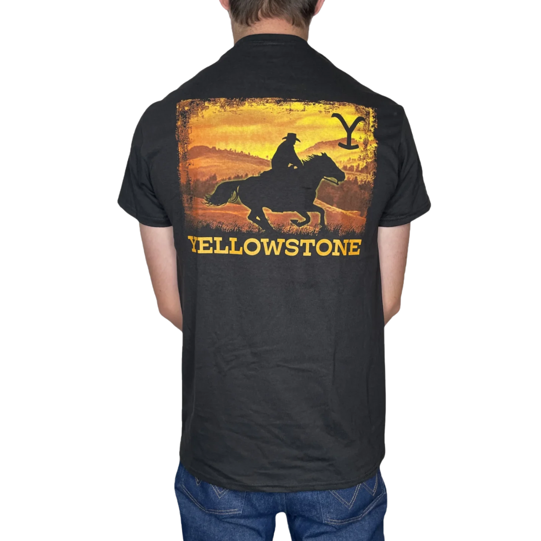 Changes Men's Yellowstone Riding Silhouette Black Tee Shirt