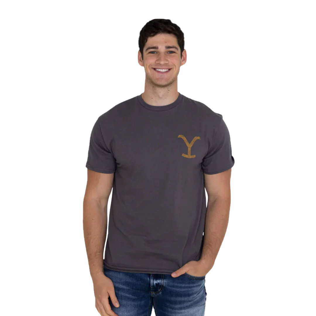 Changes Men's Yellowstone Cattle Skull Grey Tee Shirt