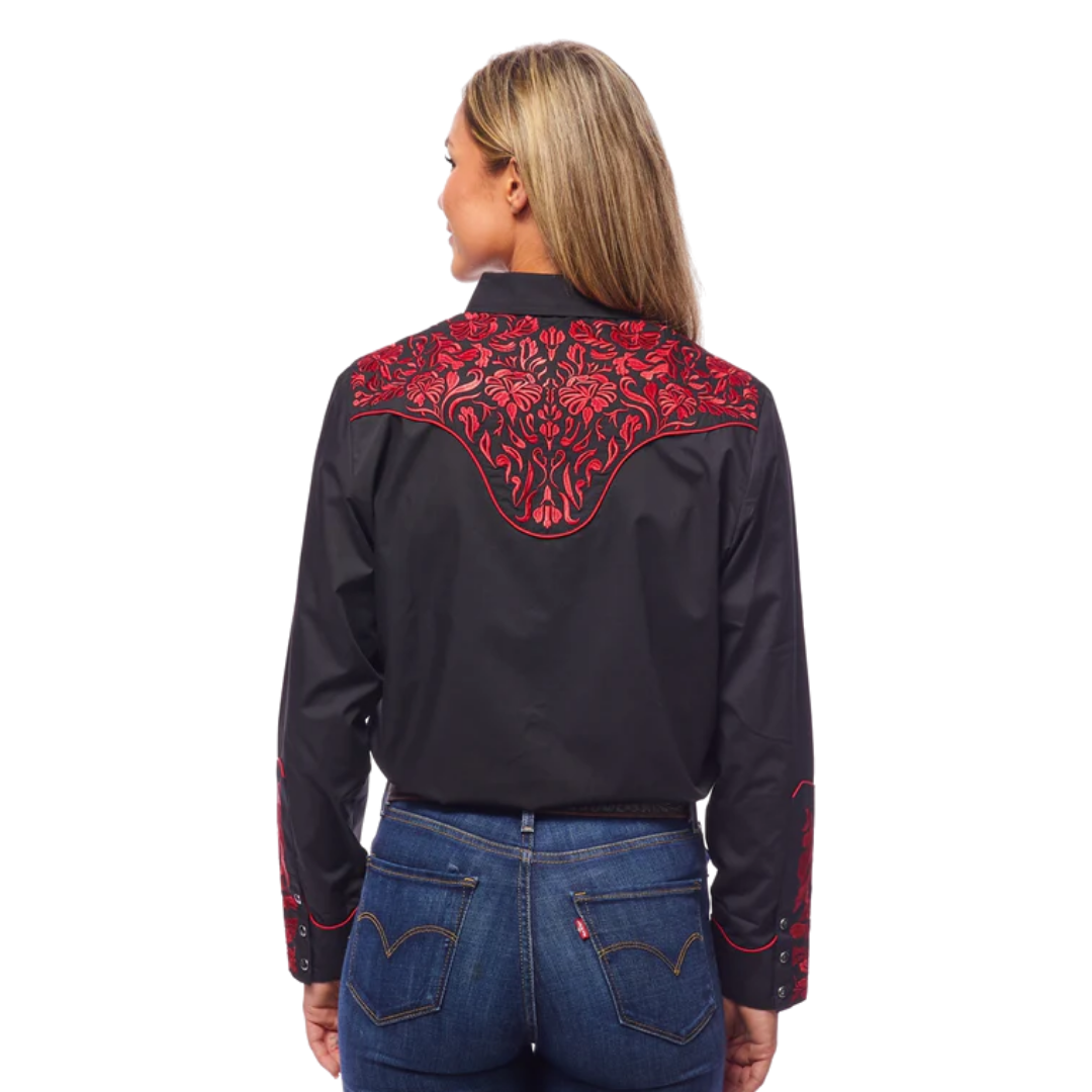 Avalon Women's Embroidered Black Shirt