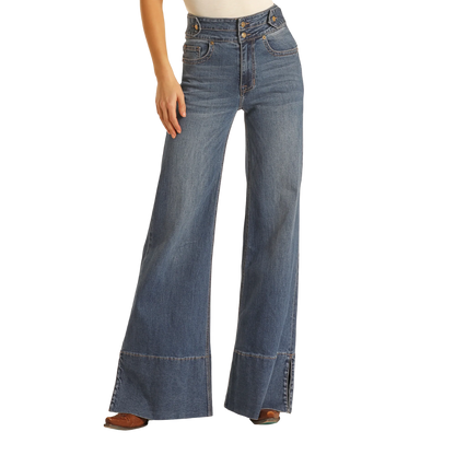 Panhandle Slim Women's Denim Palazzo Flare Blue Jeans