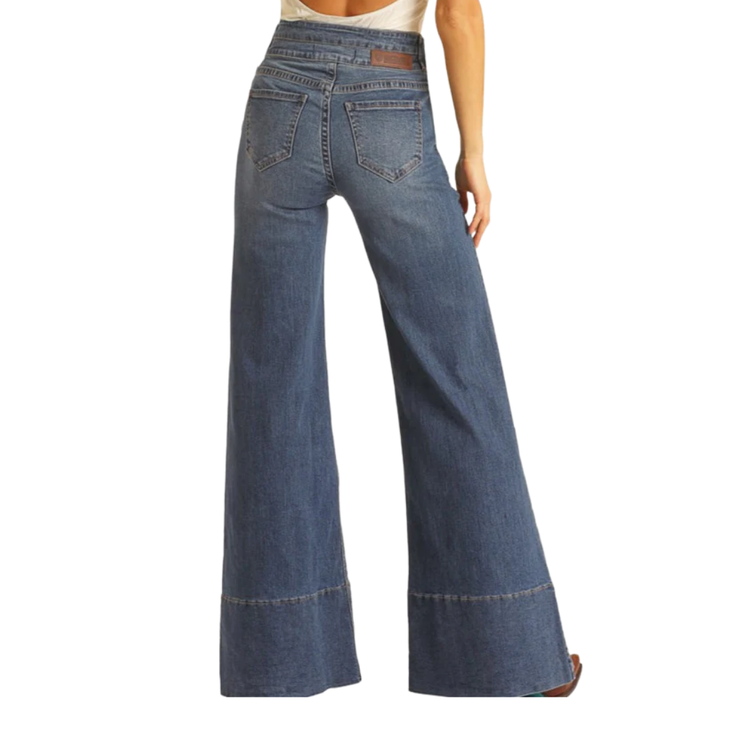 Panhandle Slim Women's Denim Palazzo Flare Blue Jeans