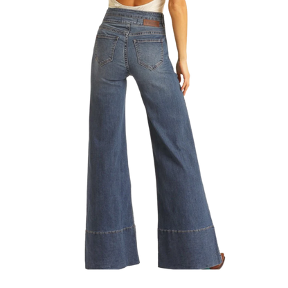 Panhandle Slim Women's Denim Palazzo Flare Blue Jeans
