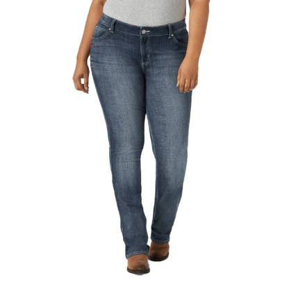 Wrangler Women's Straight Leg Blue Jeans - Plus