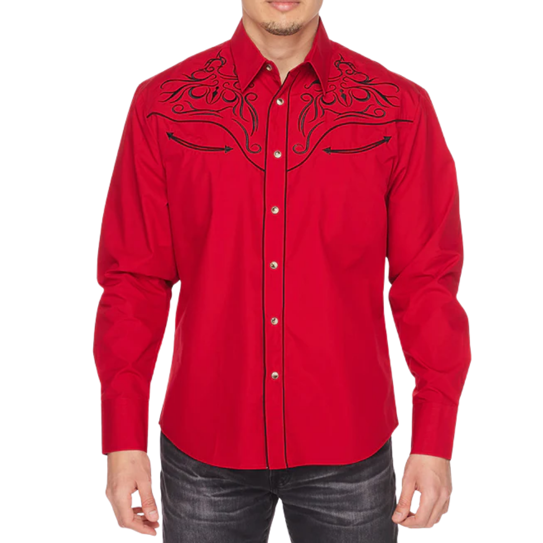 Avalon Men's Embroidery Red Shirt