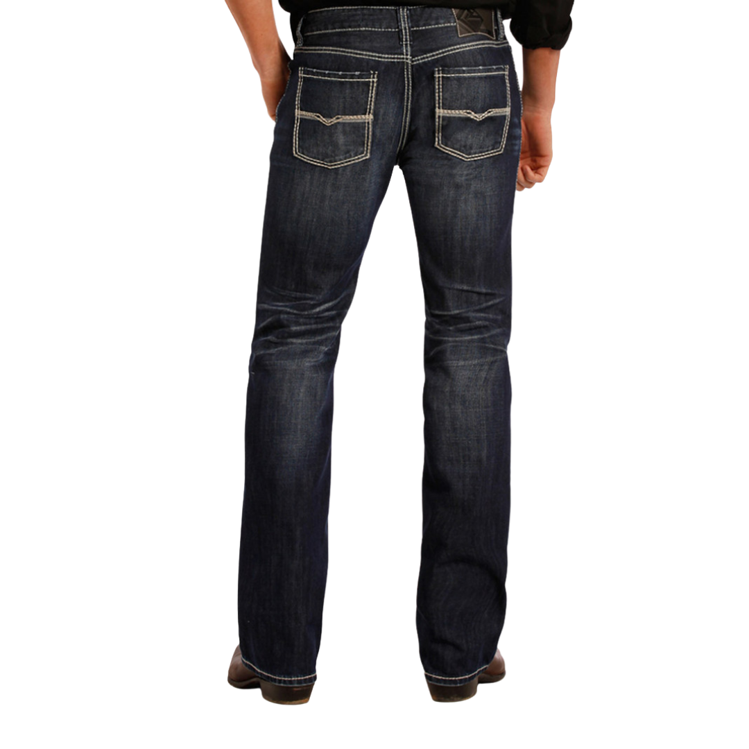 Rock & Roll Men's Denim Low Rise Regular Fit Straight Blue Jeans