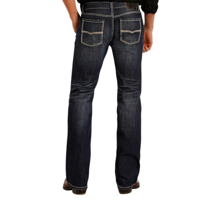 Rock & Roll Men's Denim Low Rise Regular Fit Straight Blue Jeans
