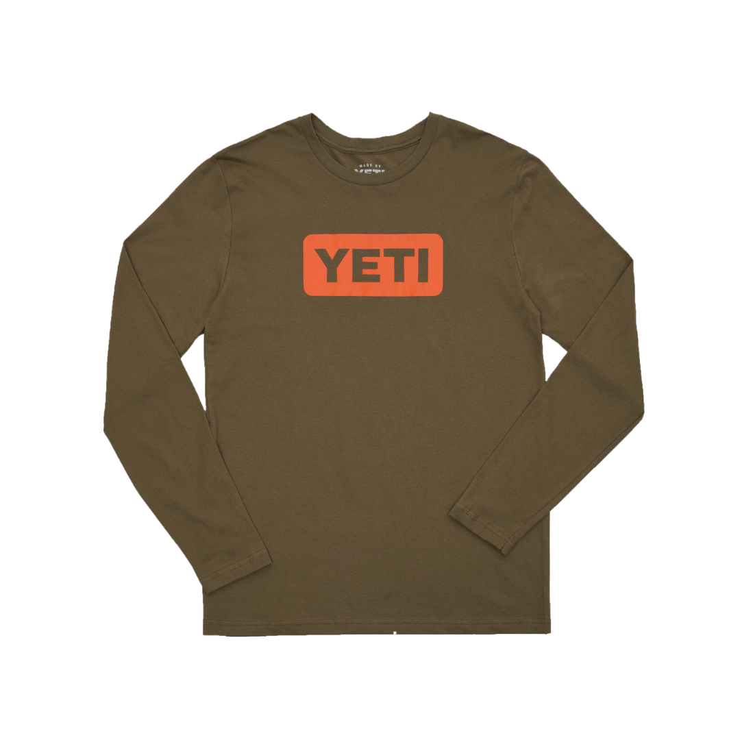 Yeti Men's Badge Long Sleeve Olive Tee Shirt