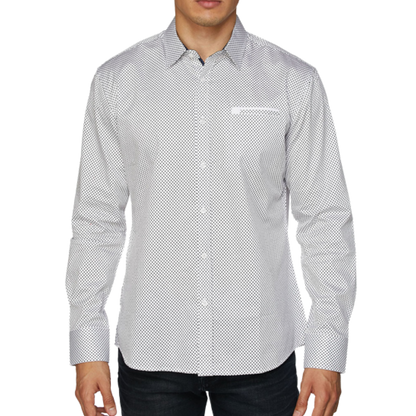 Avalon Men’s Pattern Print Button White Shirt