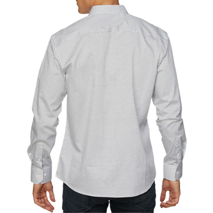 Avalon Men’s Pattern Print Button White Shirt