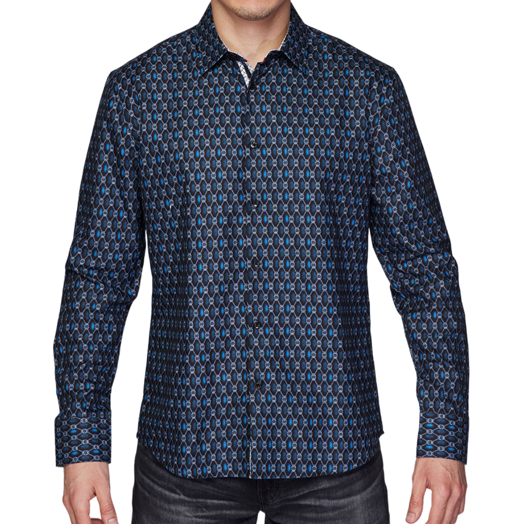 Avalon Men’s Satin Regular Blue Shirt