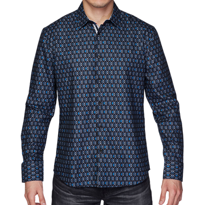 Avalon Men’s Satin Regular Blue Shirt