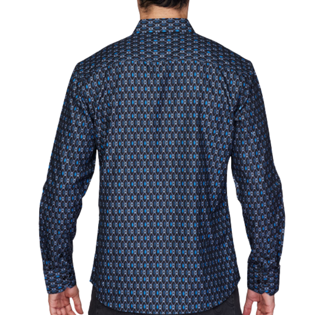 Avalon Men’s Satin Regular Blue Shirt
