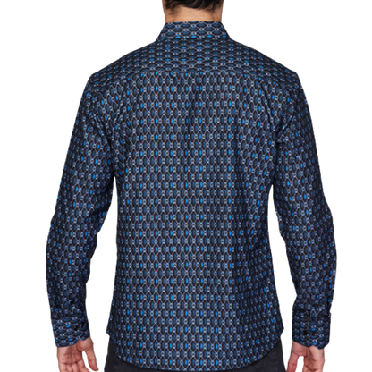 Avalon Men’s Satin Regular Blue Shirt
