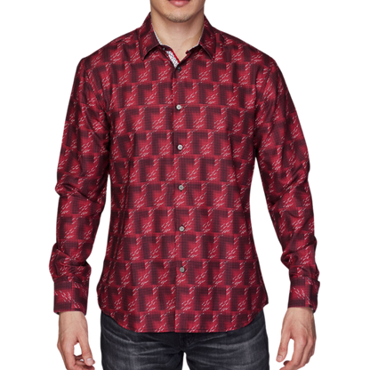 Avalon Men’s Long Sleeve Satin Red Shirt