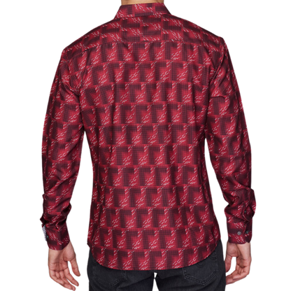 Avalon Men’s Long Sleeve Satin Red Shirt
