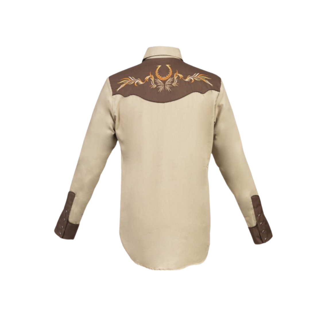Ranger's USA Men's Embroidered Western Khaki Shirt