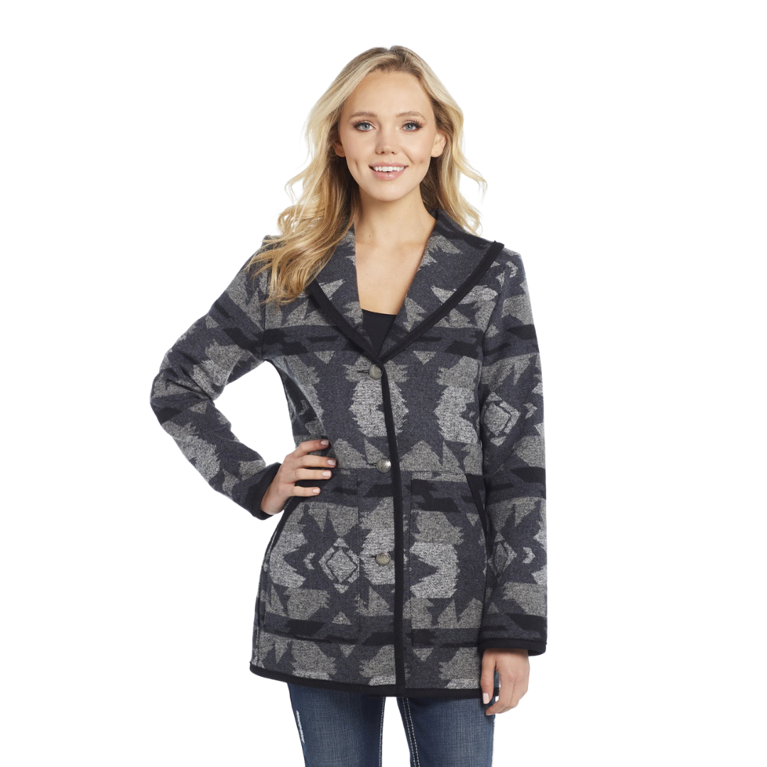 Sidran Women's Navajo Blanket Button Front Multicolor Coat