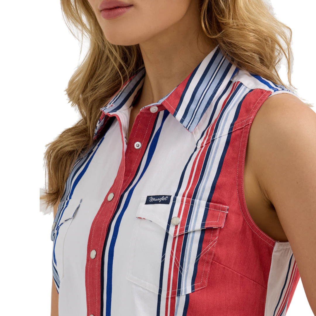 Wrangler Women's Brushpopper Stripe Slim Multicolor Tank