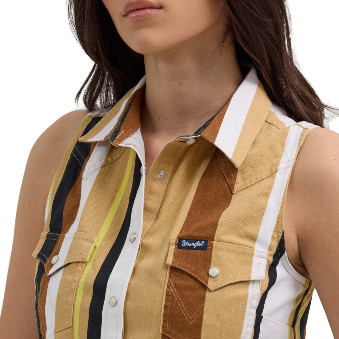 Wrangler Women's Brushpopper Stripe Slim Multicolor Tank