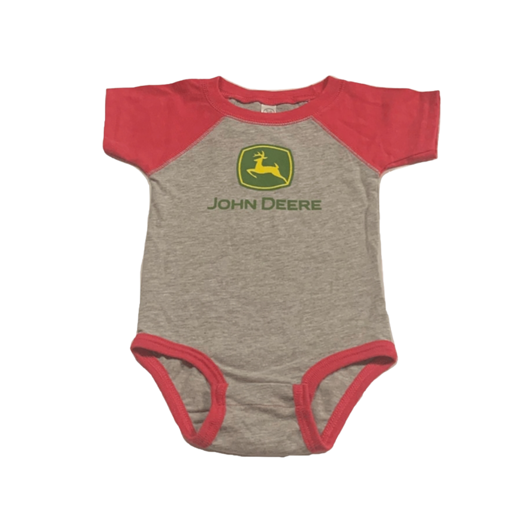 John Deere Infants Girl's Logo Grey Bodysuit