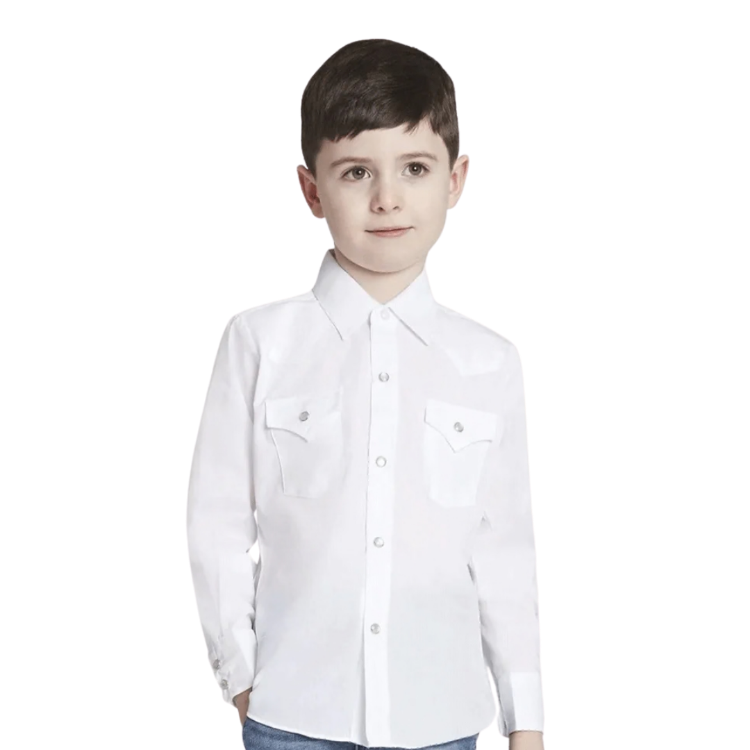 Ely Cattleman Youth Boy's Solid Western White Shirt