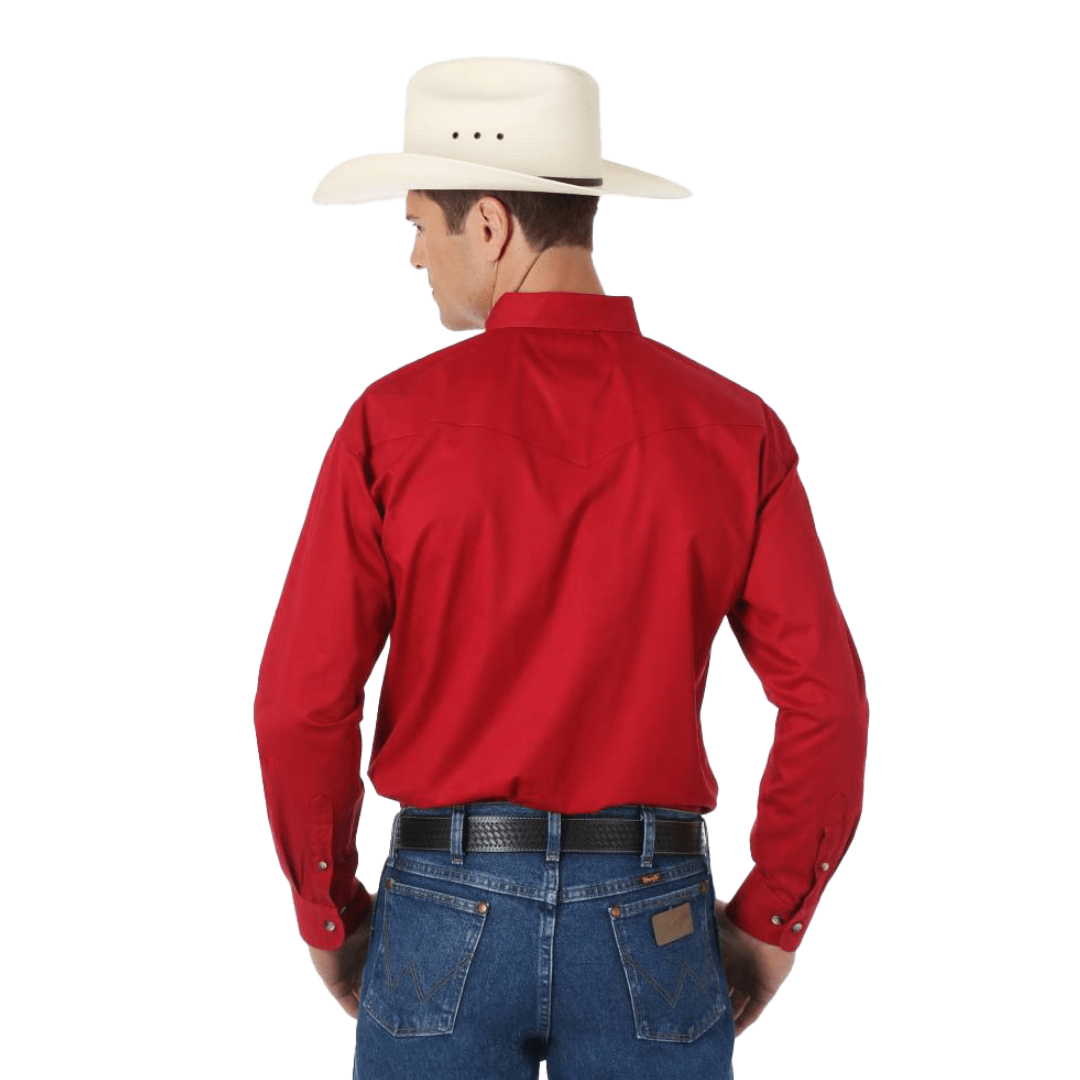 Wrangler Men's R Twill Long Sleeve Red Shirt - Big & Tall
