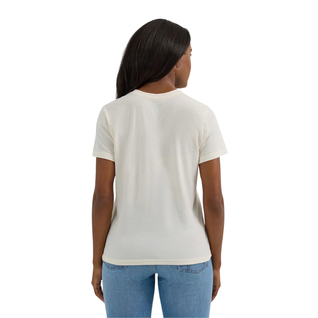 Wrangler Women's Logo Cowboy Regular Fit White Tee Shirt