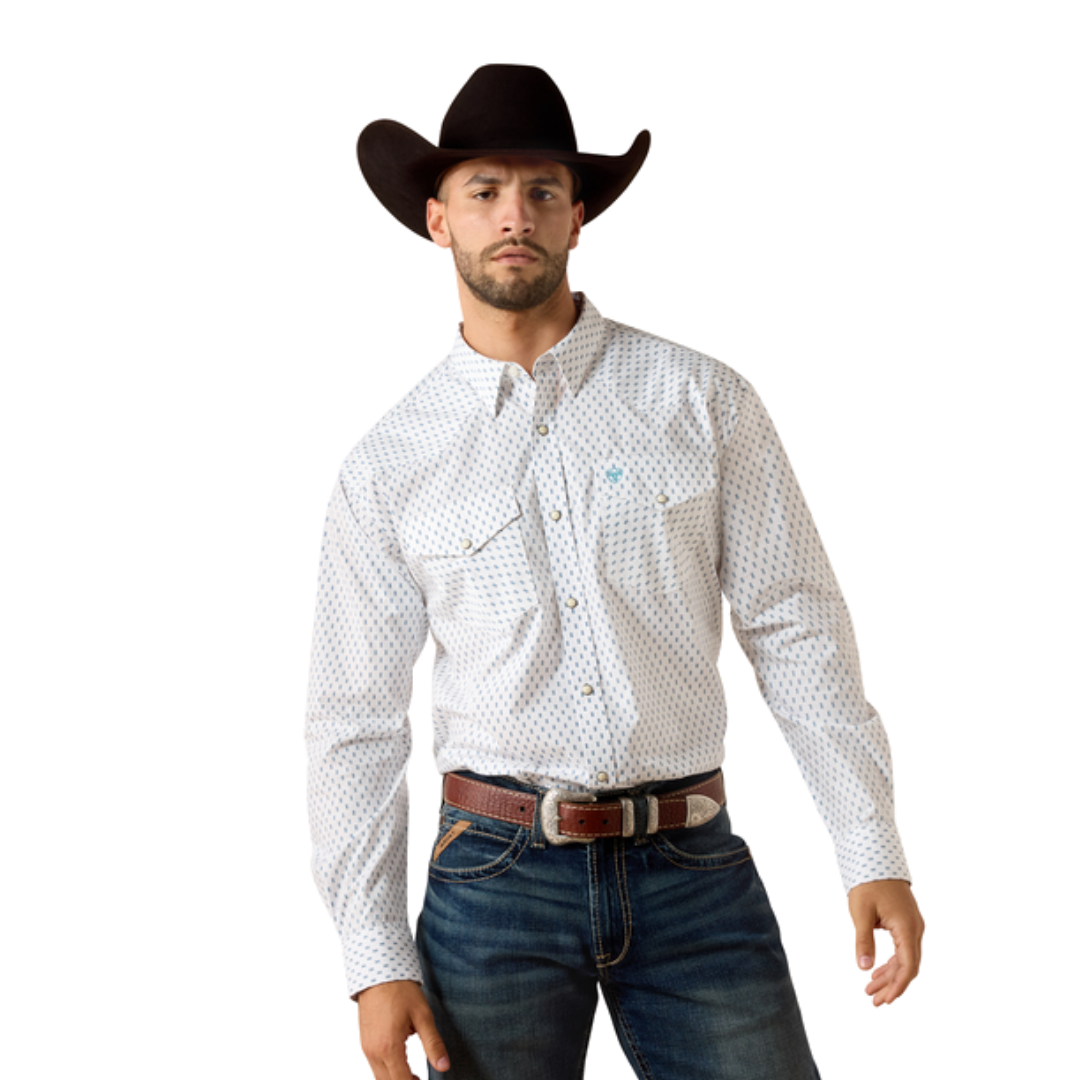 Ariat Men's Terence Classic Fit Snap White Shirt
