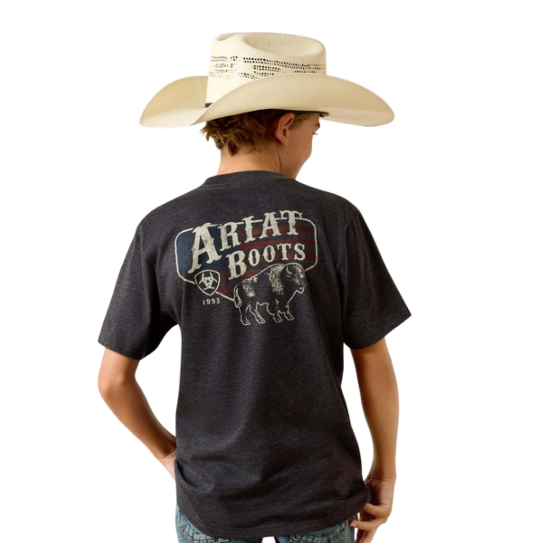 Ariat Youth Boy's American Bison Grey Tee Shirt