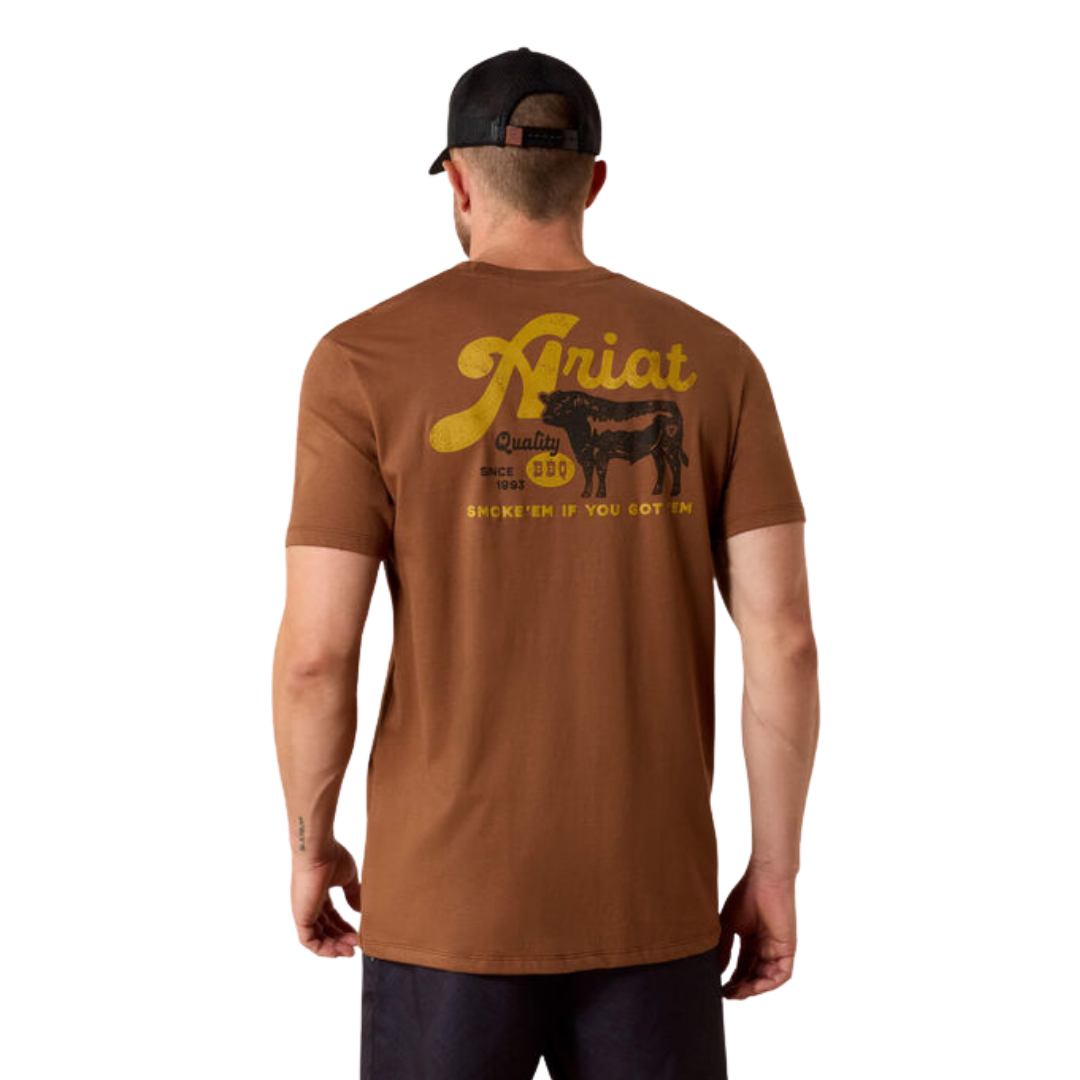 Ariat Men's BBQ Smoke Classic Fit Brown Tee Shirt