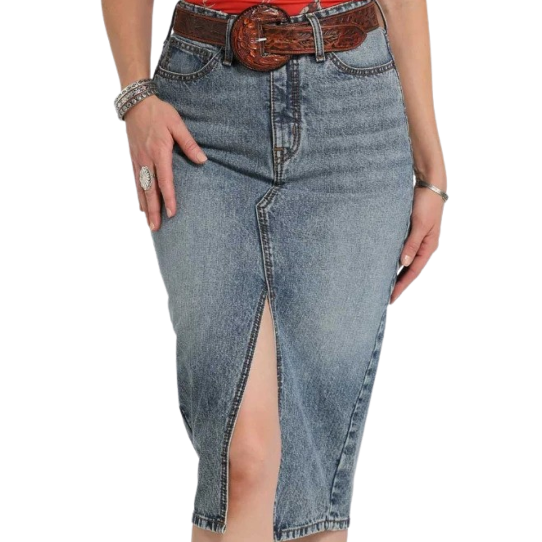 Cruel Women's Denim Midi Blue Skirt