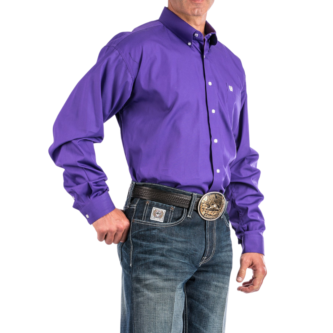 Cinch Men's Solid Button Down Western Purple Shirt
