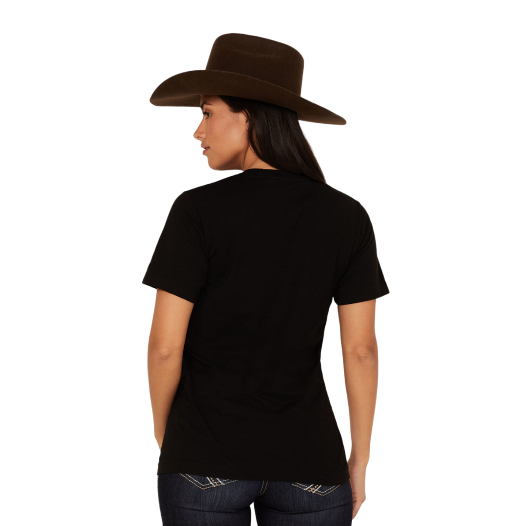 Bohemian Women's Leopard Print Cactus Graphic Black Tee Shirt