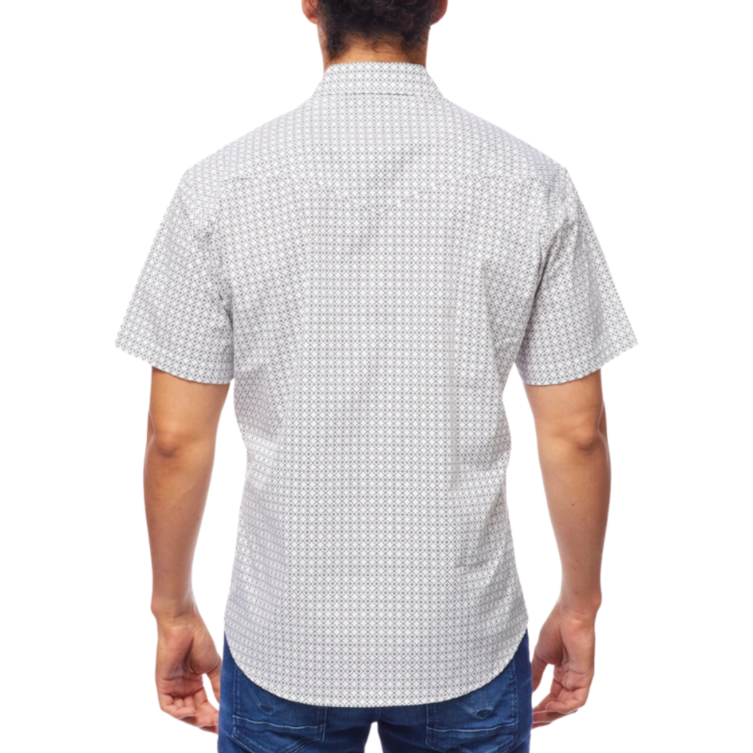Avalon Men's Short Sleeve Pearl Snap White Shirt