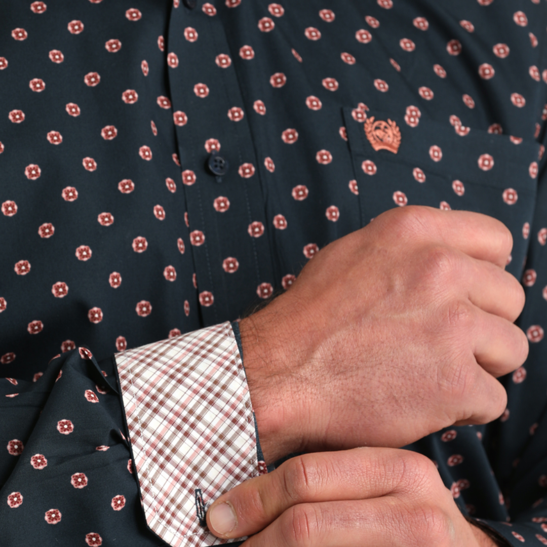 Cinch Men's Geometric Print Navy Shirt