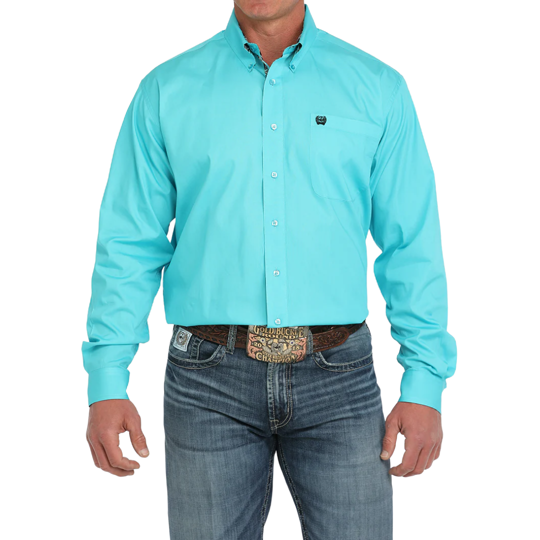 Cinch Men's Button Down Shirt Turquoise Shirt