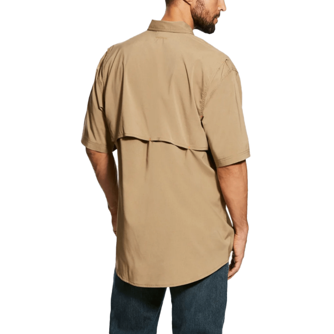 Ariat Men's Rebar Made Tough Venttek Short Sleeve Light Brown Shirt
