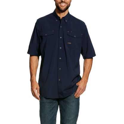 Ariat Men's Rebar Made Tough Short Sleeve Work Blue Shirt