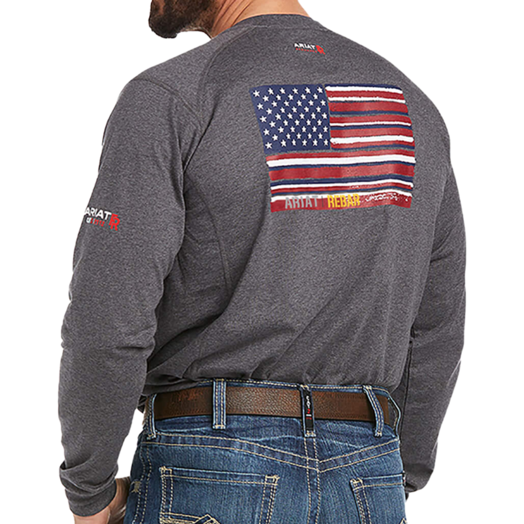 Ariat Men's Fire Air Brand Graphic Top Grey Tee Shirt