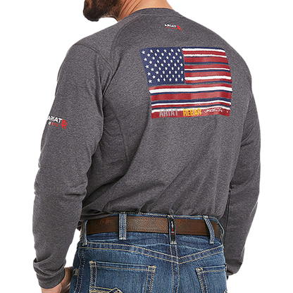 Ariat Men's Fire Air Brand Graphic Top Grey Tee Shirt