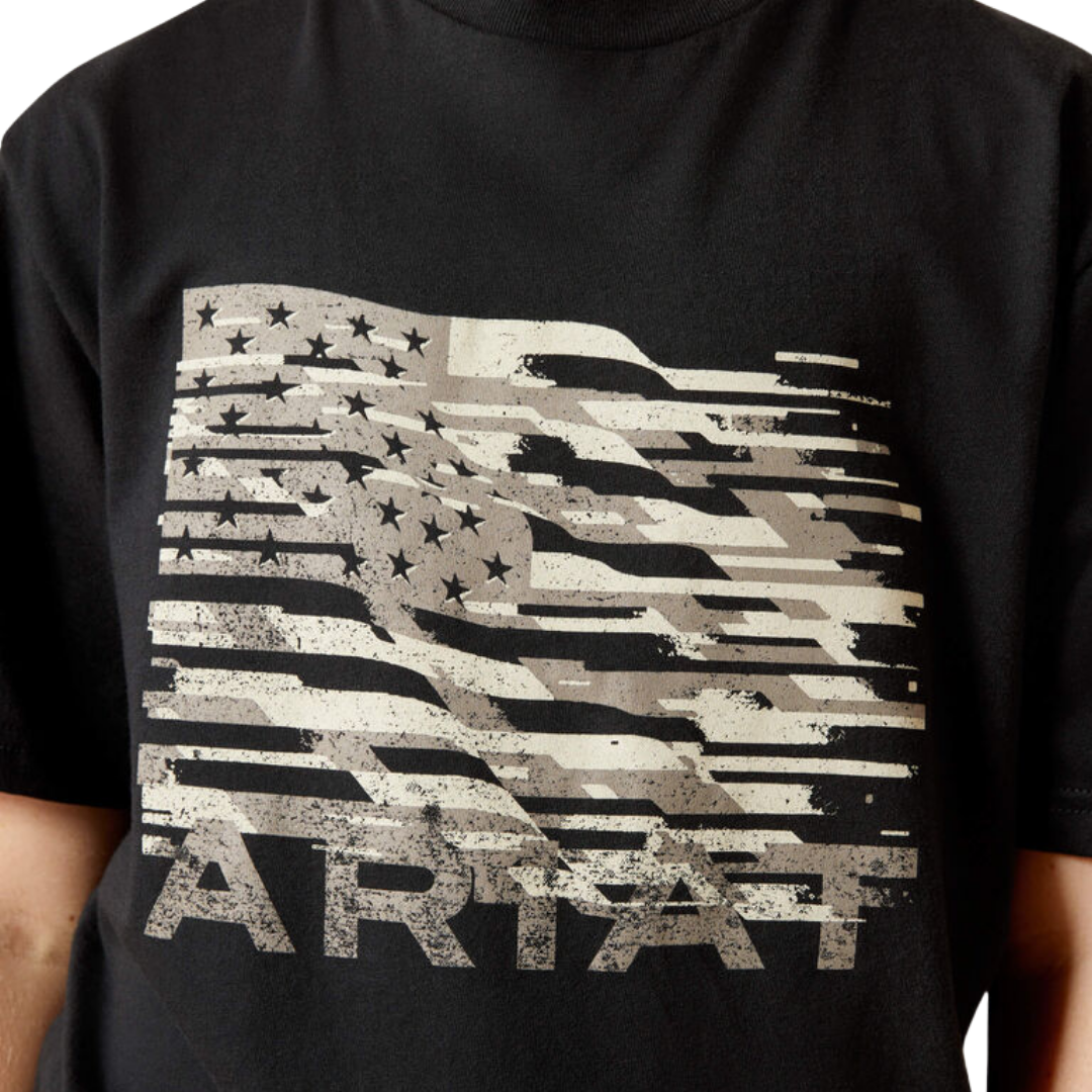 Ariat Youth Boy's Freedom Flag Black Tee Shirt